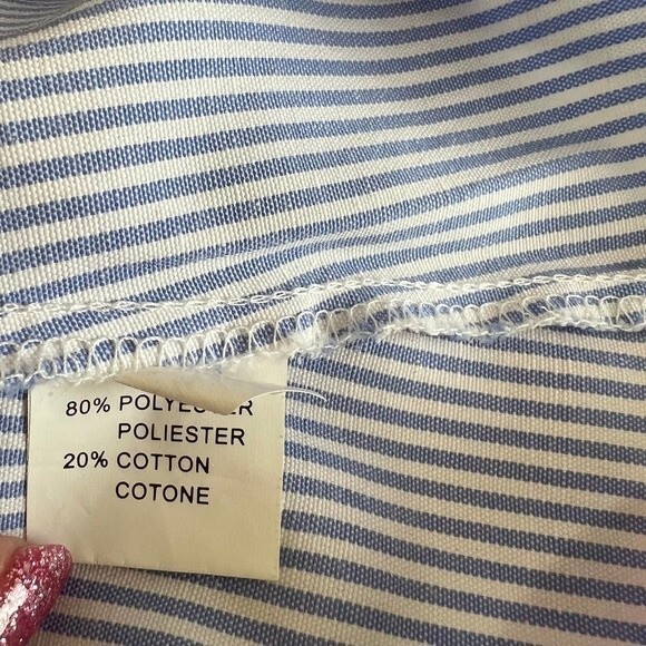 La sorella Blue top striped V-neckline Bell sleeve with butterflies patch size L - Picture 13 of 13